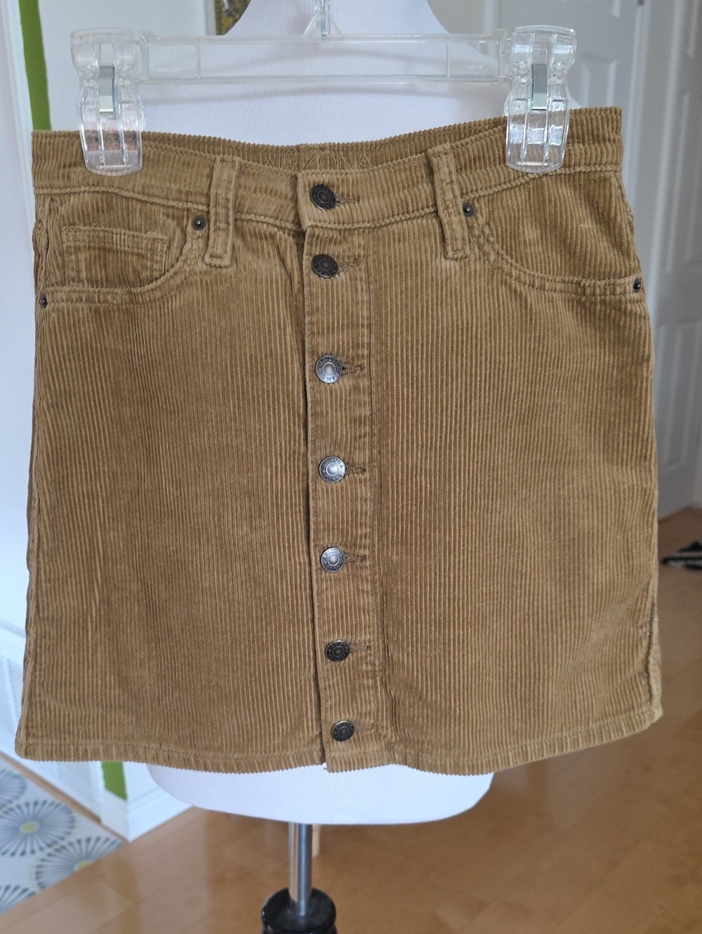 Arizona Jean Company Tan Corduroy Button-Front Mini Skirt